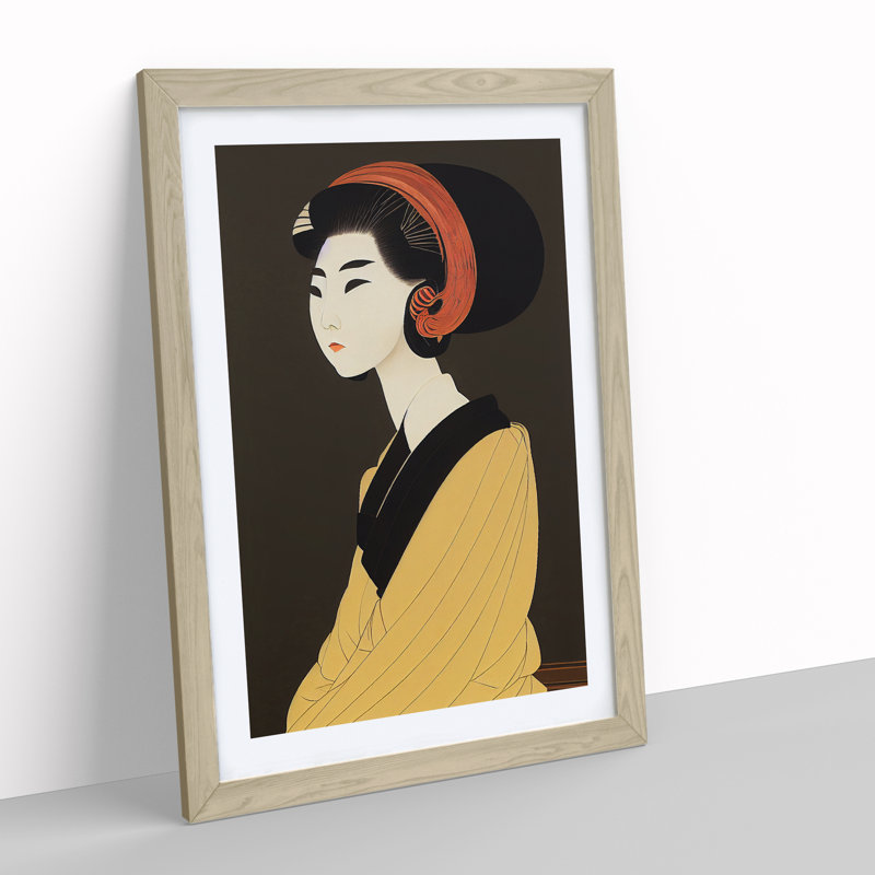 XV1022-5X A Beautiful Geisha No.4 - Single Picture Frame Print, 34cm H x 25cm W, Beige