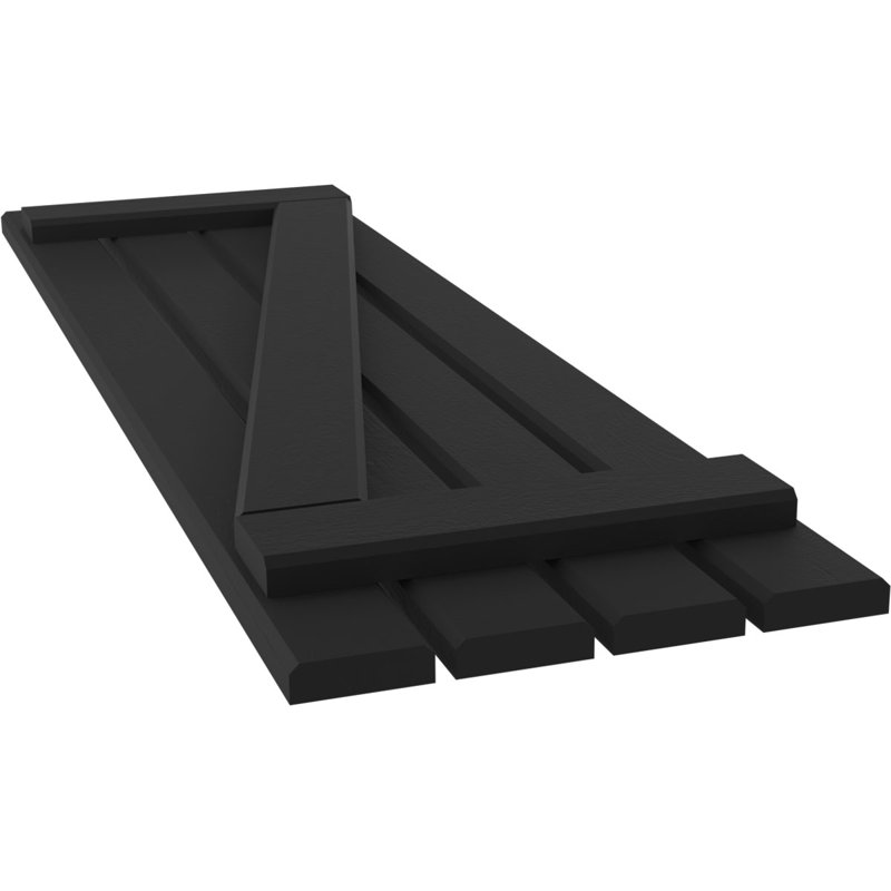 Volets de planche-n-lattes avec barre en Z (par paire) Americraft (2 lattes), Noir, 15 1/2", 40"