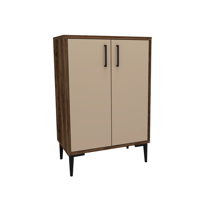 Shoe Storage Cabinet Ruby , Light Walnut/Beige