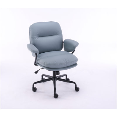 Chaise de bureau ergonomique en cuir blanc avec pivotement à 362 °, hauteur réglable, dossier inclinable et siège respirant - structure en métal robuste, roulettes à roulement doux, assemblage facile - SAGE