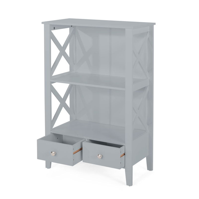 23.75" Antonne Free-Standing Bathroom Cabinet With 2 Drawer And Storage Rack, Gray