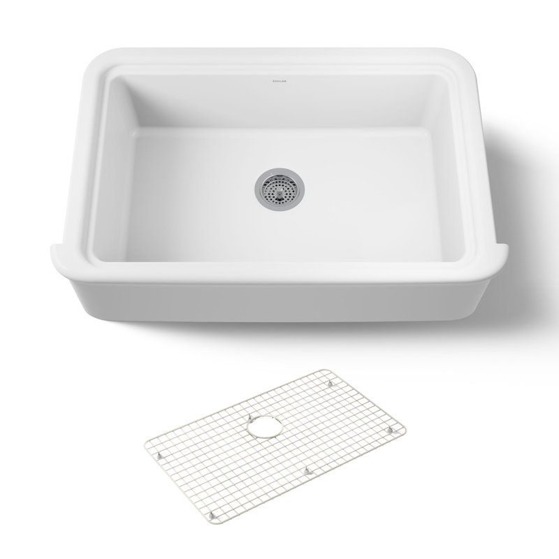 Audrine Undermount Single-Bowl Farmhouse Kitchen Sink, White, 36"
