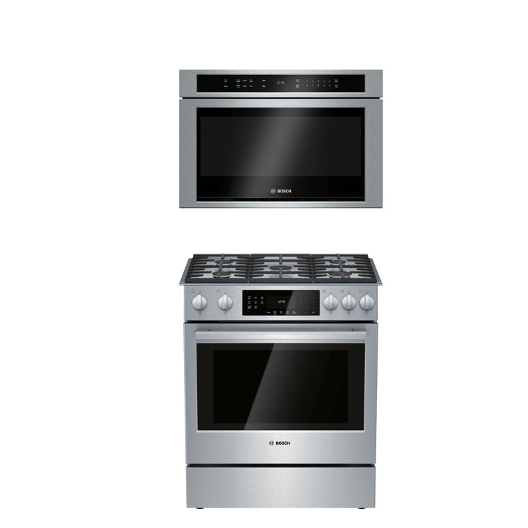 800 Series 2 Piece Kitchen Package with 30" Slide-in Electric Range and 30" Over the Range Microwave Set