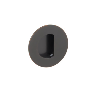 Emtek Round Flush Door Pull w/ Half-Moon Recess Pocket