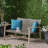 Outdoor Acacia Wood Wicker Loveseat, Patio Furniture Conversation Set For Backyard-1315758650