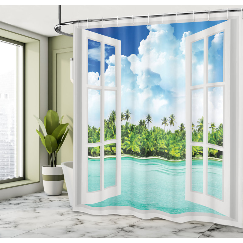 Shower Curtain with Hooks Included, 69" H x 105" W