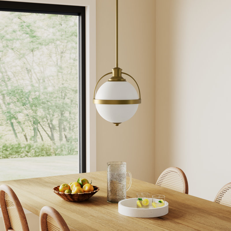 Reeves 1-Light Dimmable Globe Pendant, 16.5" H x 12.75" W x 12.75" D, Warm Brass