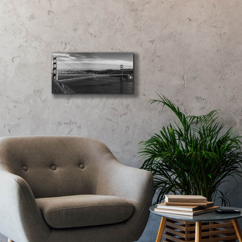 "Golden Gate Bridge Bw" par Epic Portfolio, H 12 po x l 24 po x P 0,75 po