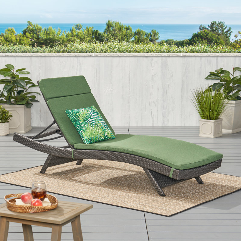 Outdoor Chaise Lounge Set , Cushion Included, Jungle Green , Gray, 1