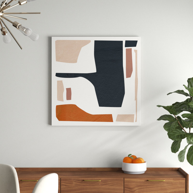 «Mid Century Shapes IV» par Melissa Wang, reproduction sur toile, H 36 po x l 36 po, Non, Toile avec cadre argenté