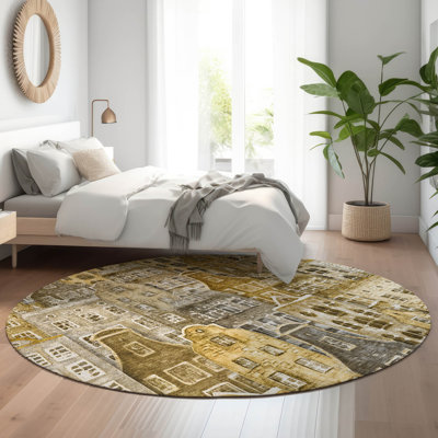 Premium Machine Washable Cerrito AMF600 Brown Rug