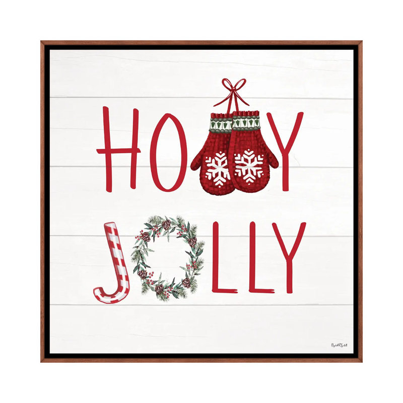 Holly Jolly - impression d'art mural , H 18 po x l 18 po, Impression encadrée sans passe-partout, Brun