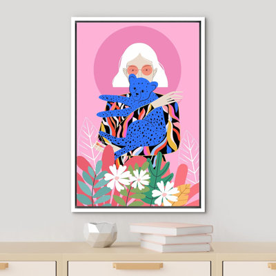 Adolescente lumineuse, fleurs de la jungle, guépard, adolescentes, animaux lumineux, œuvre d'art moderne, coloré