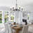 Modern Black 6-Light Chandelier, Farmhouse White Fabric Shade Pendant Light, Crystal Light Fixture For Kitchen Island