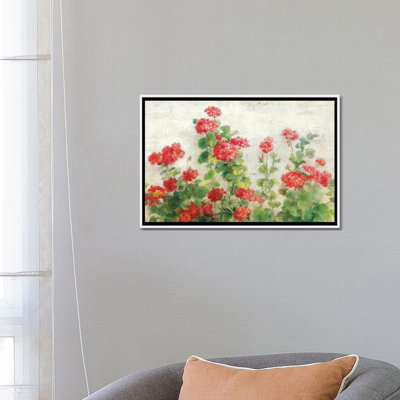 " Red Geraniums On White " by Danhui Nai
