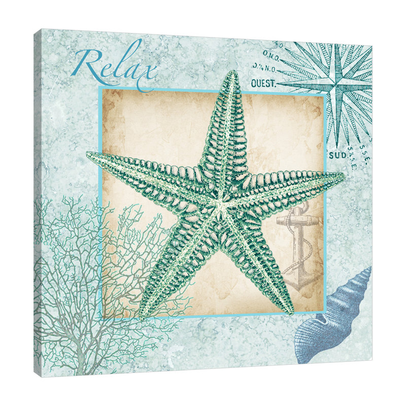 « aqua shell : », reproduction d’impression sur toile tendue Starfish, H 12 po x l 12 po