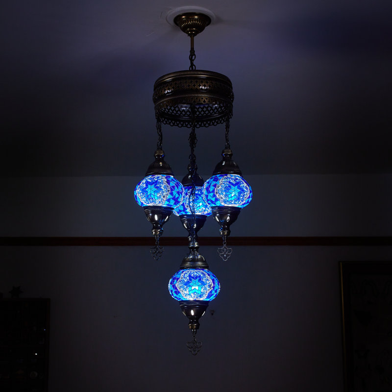 Karlie 4 - Light Bronze Cluster Pendant, Blue