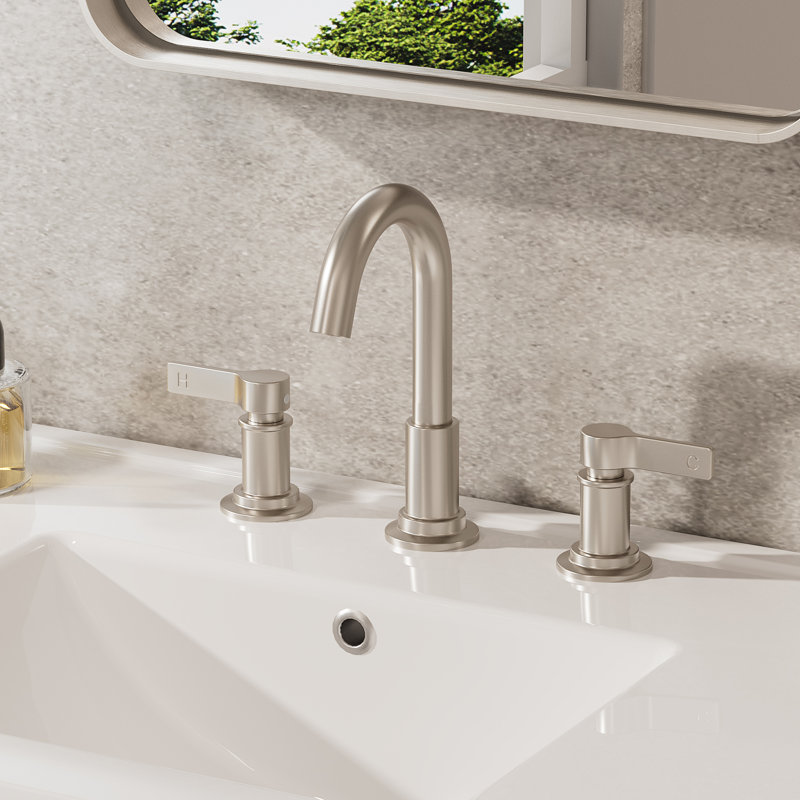 Widespread Faucet 3 hole, 2-handle Bathroom Sink Faucet with Drain Assembly, Brushed Nickel