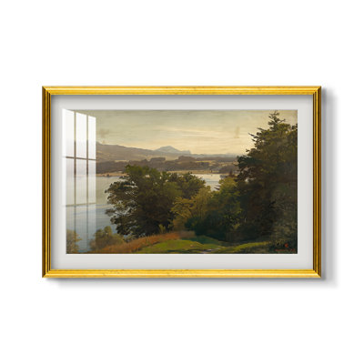 Vue du Mondsee, 1870 - Hans Gude - Estampe encadrée sur mesure