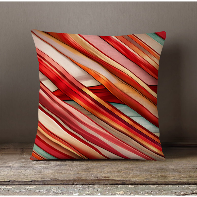 Throw Pillow With Insert, 16"H x 16"W, Blue/Red Abstract 13