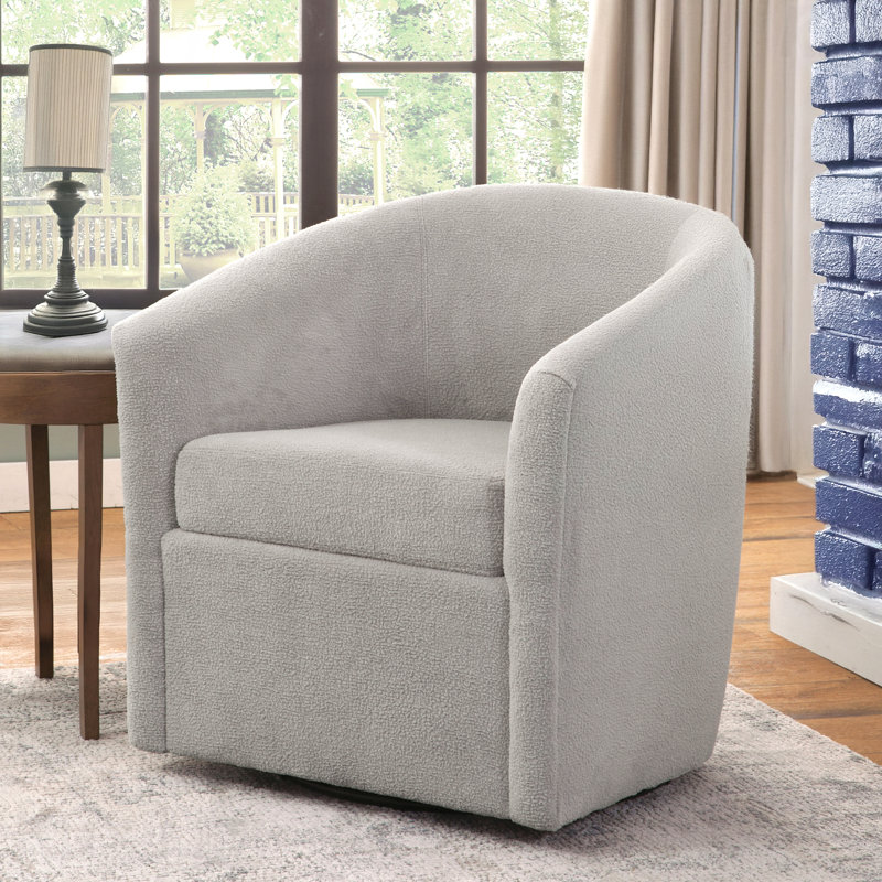 Karcher 29.75" W Swivel Barrel Chair, Gray Fabric