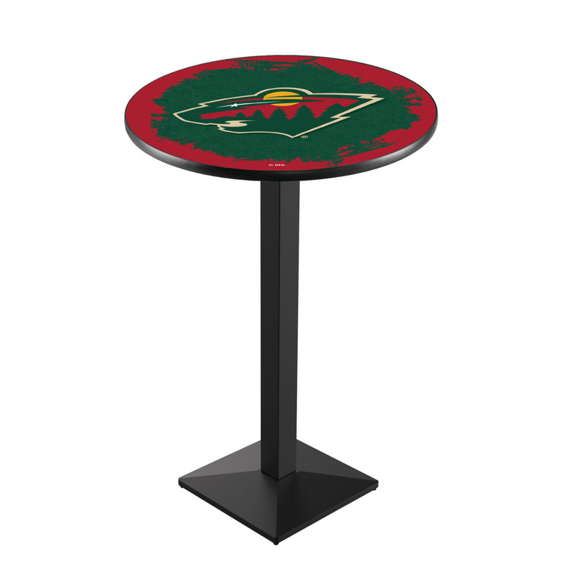 Table de salle à manger 30 po NHL, Minnesota Wild, Noir froissé