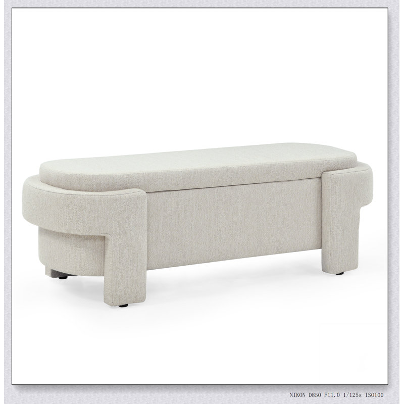 Banc rembourré en lin avec grand espace de rangement pour le salon, le vestibule et la chambre à coucher