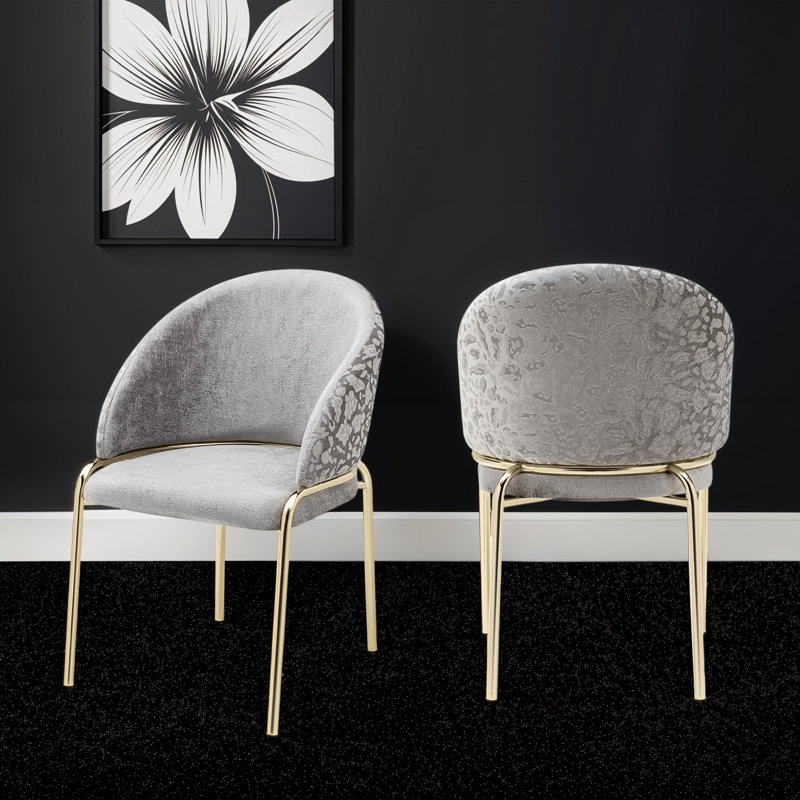 Onyx Velvet Side Chair, Light Gray, Gold