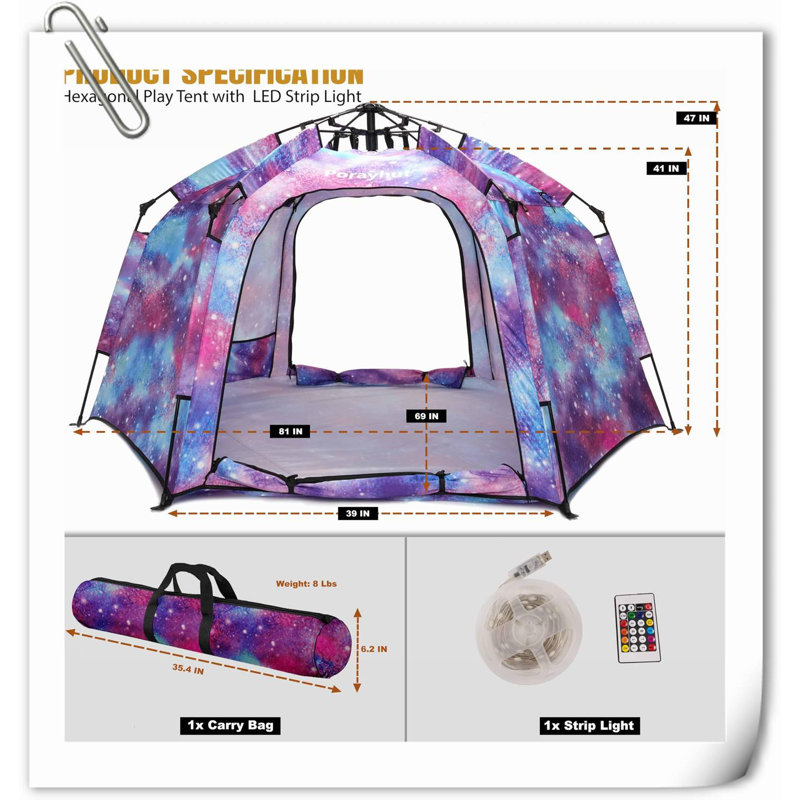 Tente pour 5 personnes, Bleu/rouge/mauve