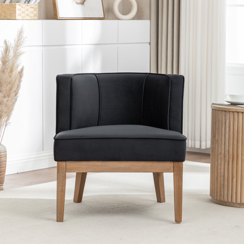 Fauteuil demi-tonneau Karoll, Velours noir, 1