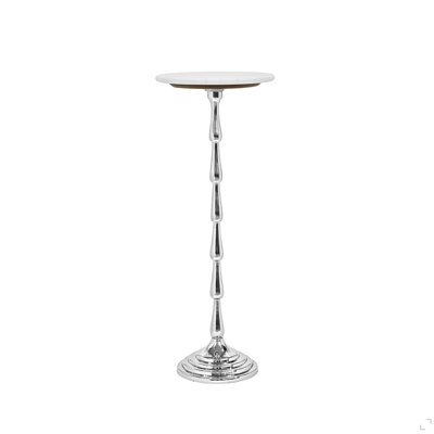 Drink Table with White Marble Top Decorative Modern End Table Aluminum Base Side Table Accent Table for Living Room