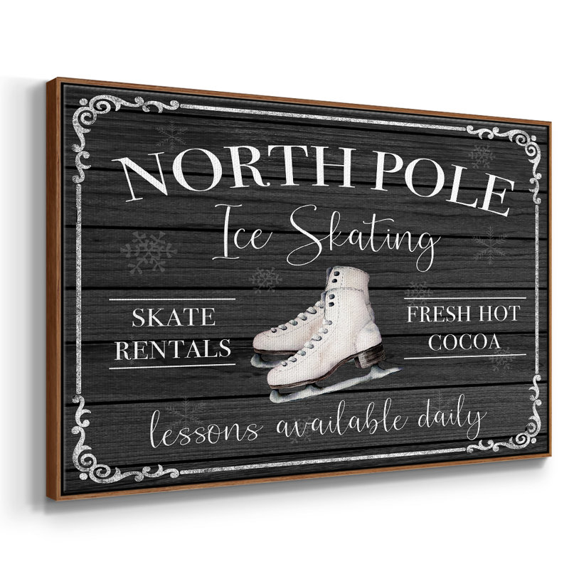 Patin à glace North Pole, H 17 po x l 25 po x P 2 po, Toile avec cadre noyer