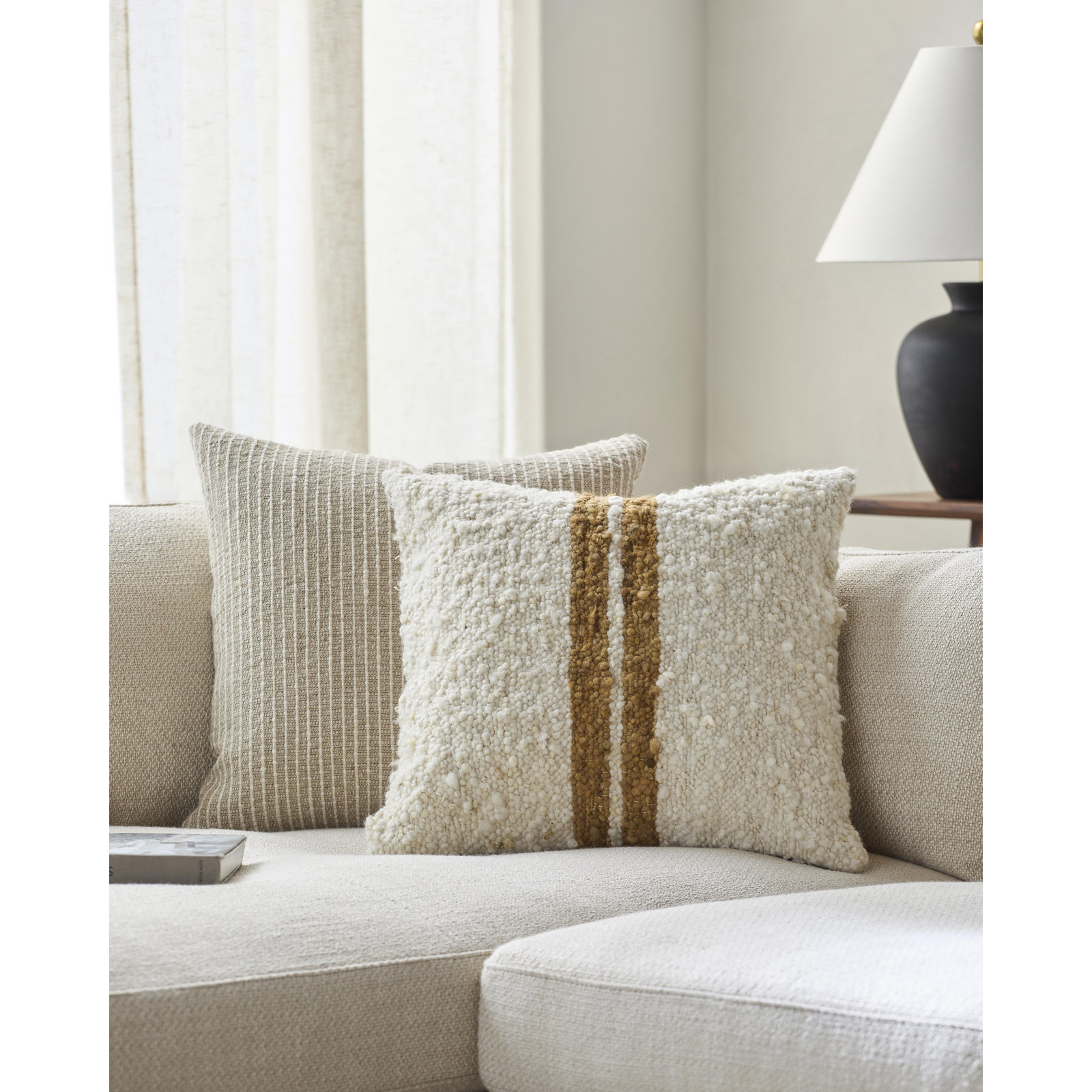 Alivia Striped Throw Pillow, Brown, 18" x 18", Pillow Cover Only - No Insert