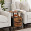 Ensemble de 2 tables d'appoint Couch, tables de chevet avec tiroir en tissu, tables de chevet, brun