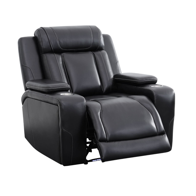 Fauteuil inclinable électrique de 99 cm (39 po) en similicuir de qualité supérieure, Similicuir noir
