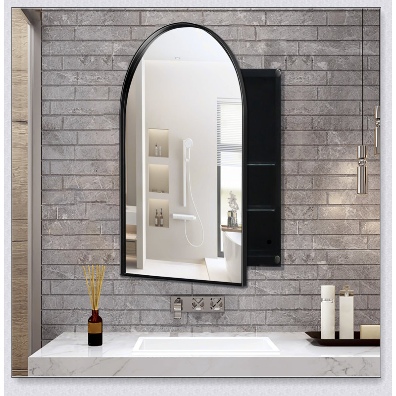 Armoire à pharmacie murale 30 po x 28 po avec miroir et 3 tablettes ouvertes, solution de rangement de salle de bain moderne