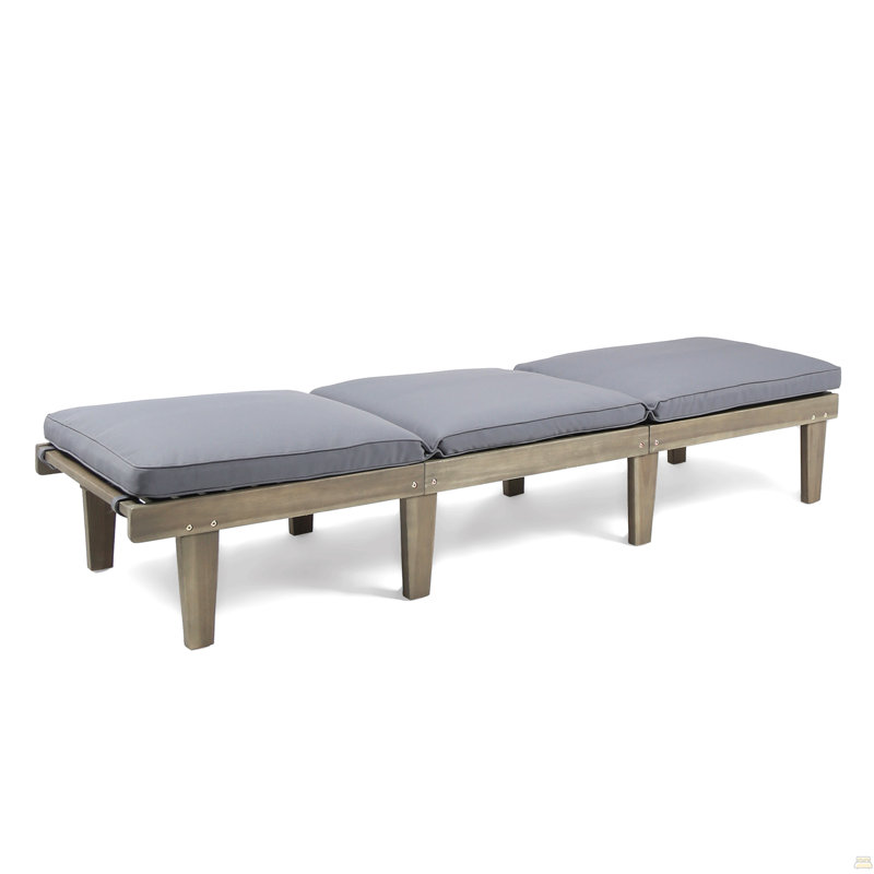 Kd Wood Chaise Lounge W/ Cushion, Gray, Gray