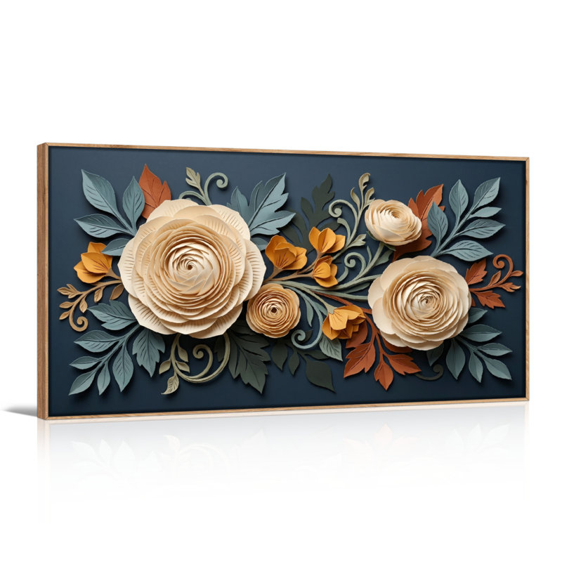 Ensemble de 1 toile murale à motif floral, 40“W x 20”H, Naturel