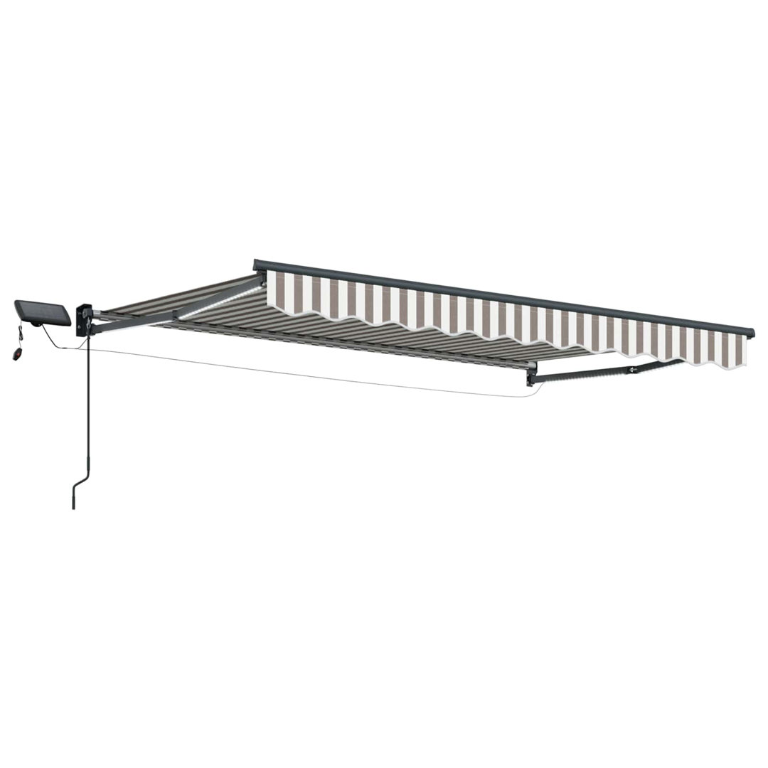 Vidaxl Manual Retractable Awning With Leds Outdoor Sun Shade Garden Solution