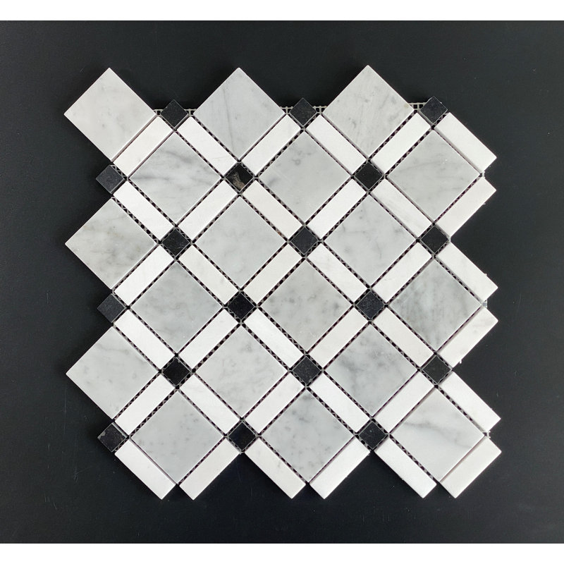 Carreau de marbre et de mosaïque en marbre, Blanc Carrare / blanc jazz / noir absolu