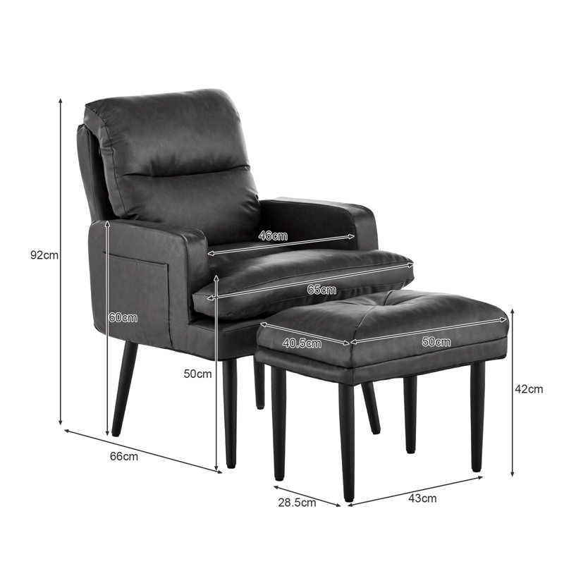 Abdirizak Faux Leather Accent Chair, Grey