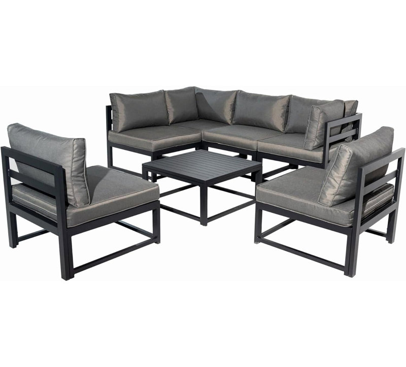 Muhsine 6 - Person Patio Dining Set with Square Table , Cushions Included