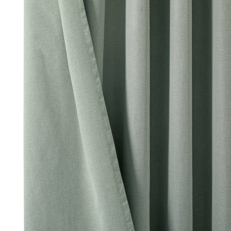 Linen Blend Blackout Curtain Panel Pair, Sage Green, 137cm Width x 117cm Drop