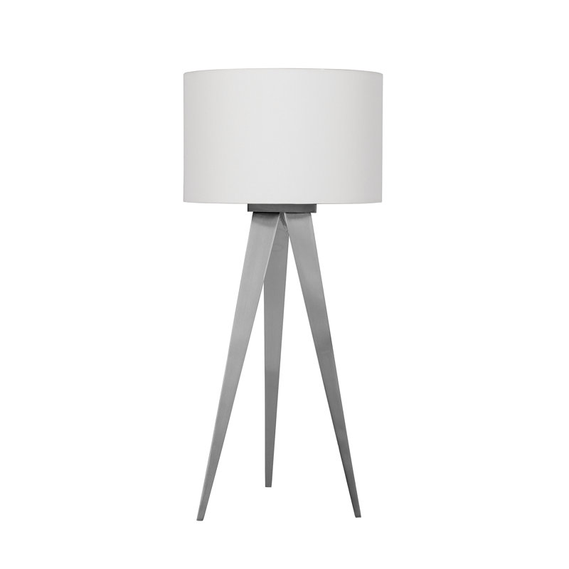 Abingdon Metal Tripod Lamp, Matt nickel, White