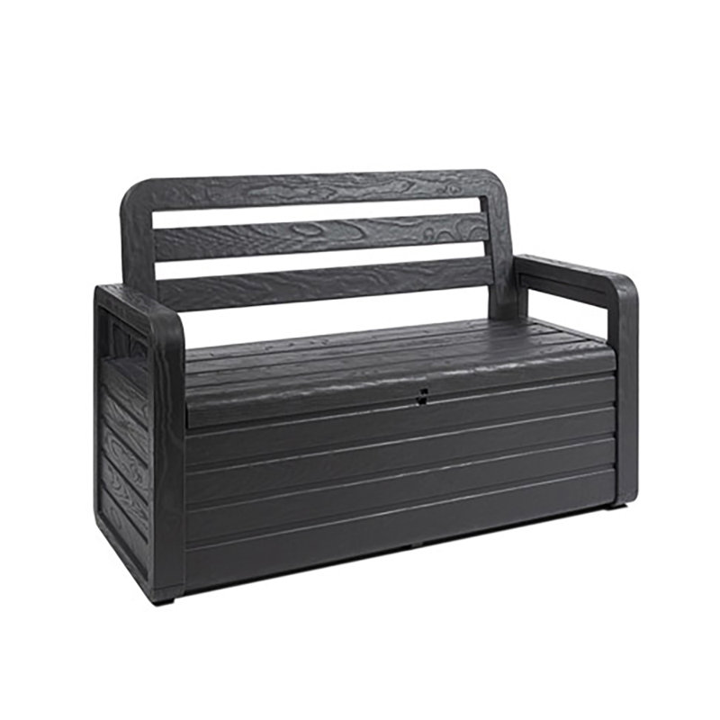 Anthracite Outdoor Storage Bench with Backrest and Lockable Lid