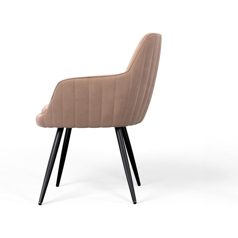 Chaise d'appoint rembourrée brune Mid-Century avec dossier capitonné, ensemble de 2, Brun