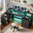 Balconera 65'' L Shaped Desk With Power Outlets, LED Lights & Monitor Stand-105529343