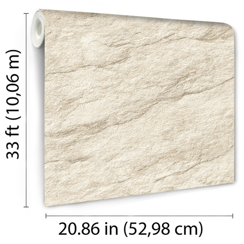 Papier peint luxueux Stone Serenity, Crème