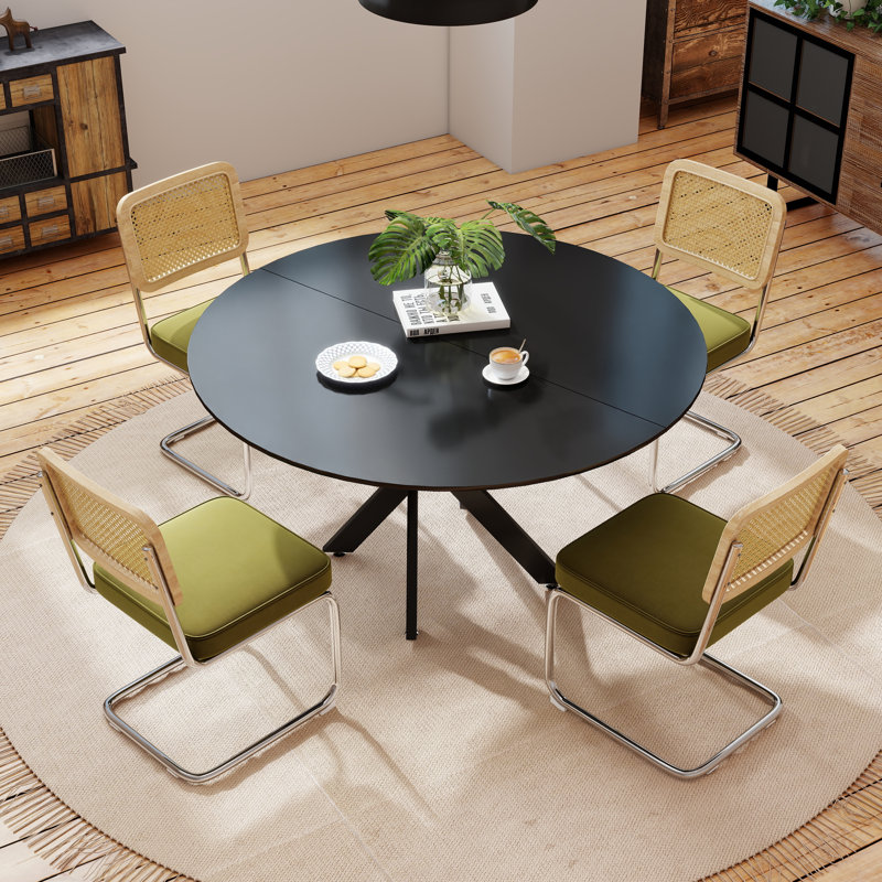 Table de salle à manger 47,2 po, Noir, Vert / Argent