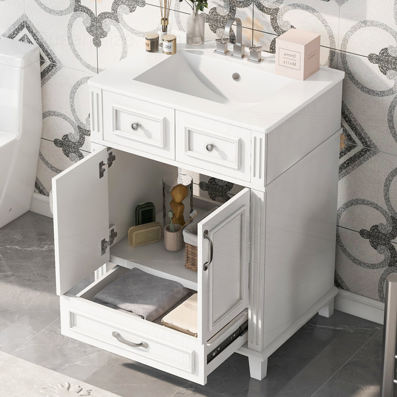 Meuble-lavabo 24 po avec lavabo en céramique, Blanc